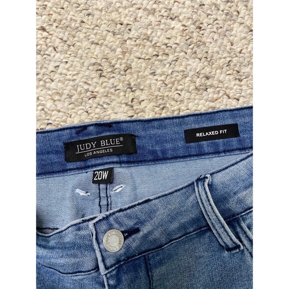 20W Judy Blue High Rise Relaxed Fit Raw Step Fray Hem - Picture 7 of 9